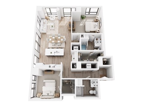 Floor plan for 2 beds, 2 baths, 1147 sqft